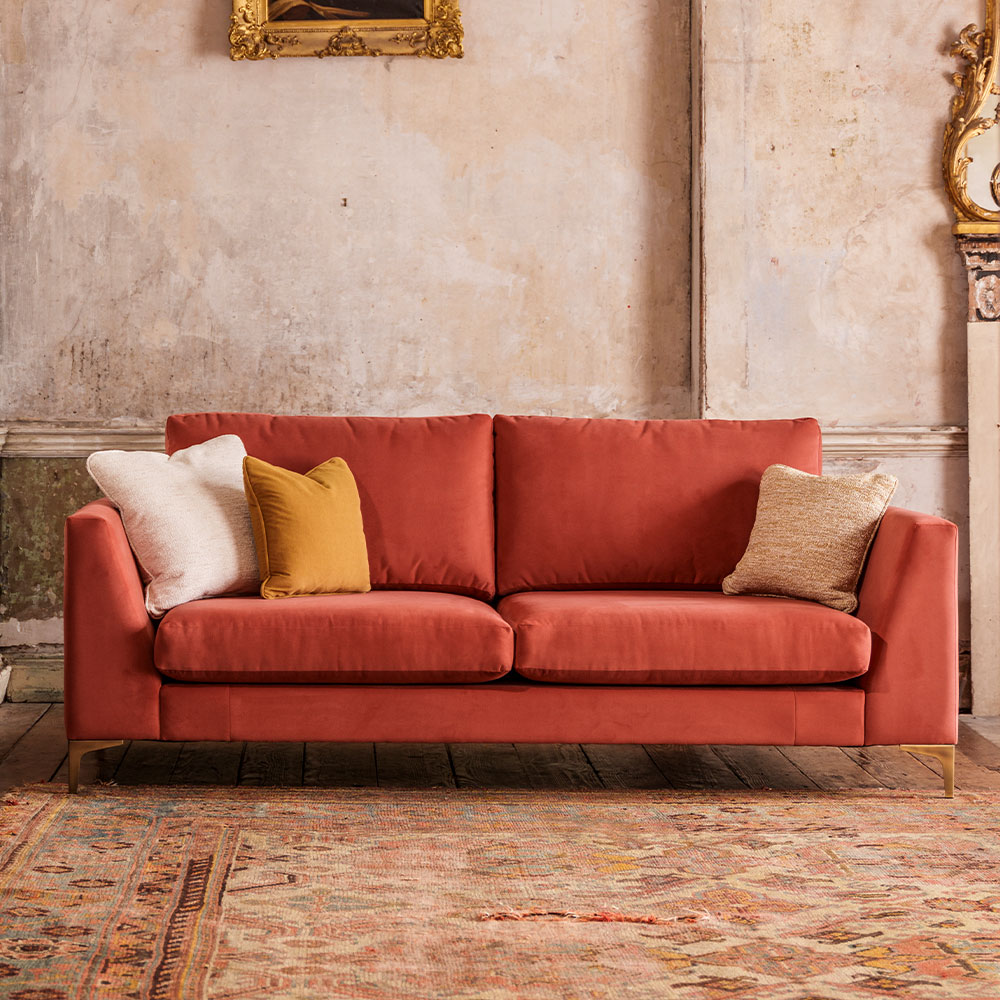 Baltimore 3 Seater in Plush Brick Fabric