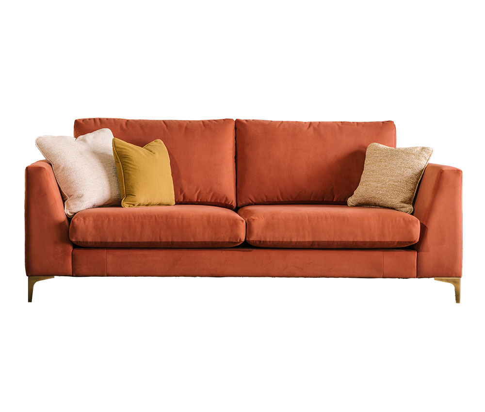 Baltimore 3 Seater in Plush Brick Fabric