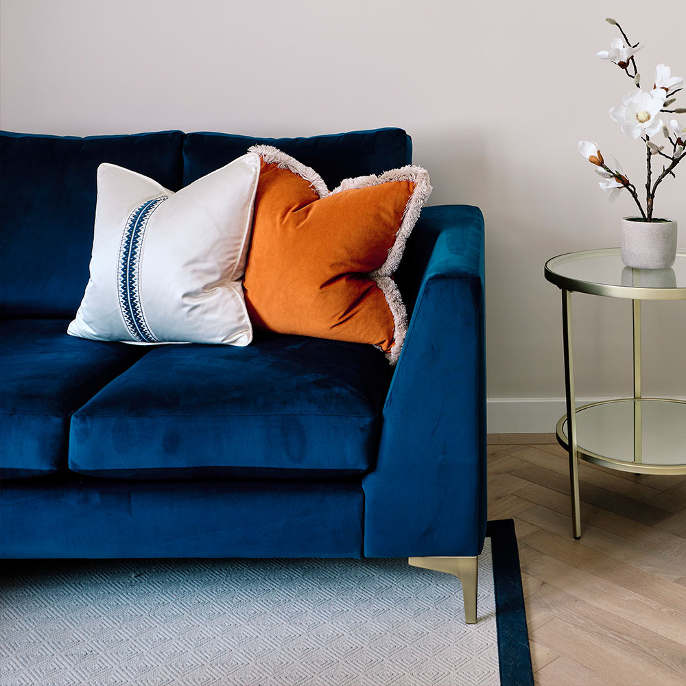 Baltimore Sofa in Plush Indigo Velvet Fabric