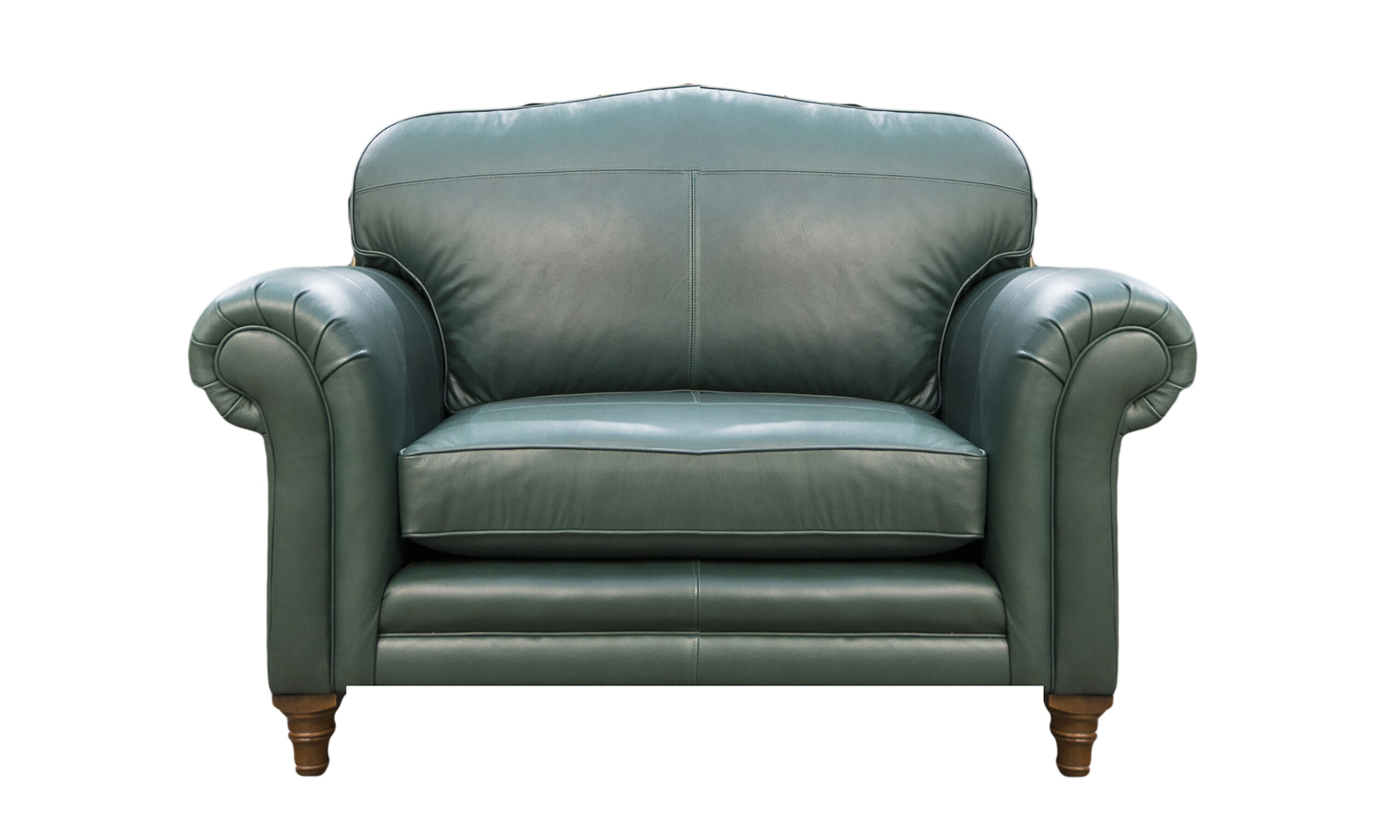 Leather Louis Love Seat in Chelsea Emerald Green