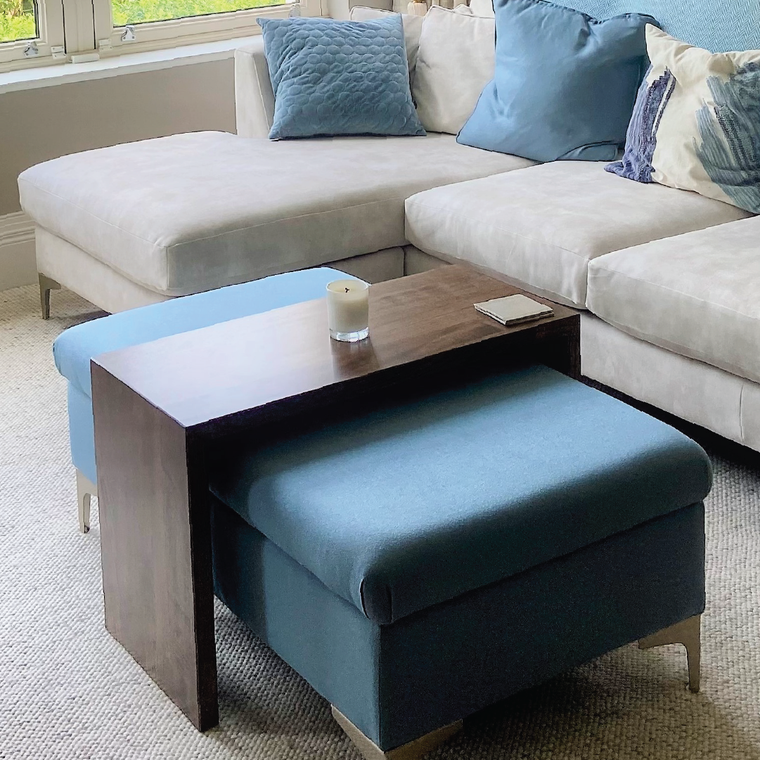 Solid Wood Tray Table with Baltimore Footstool